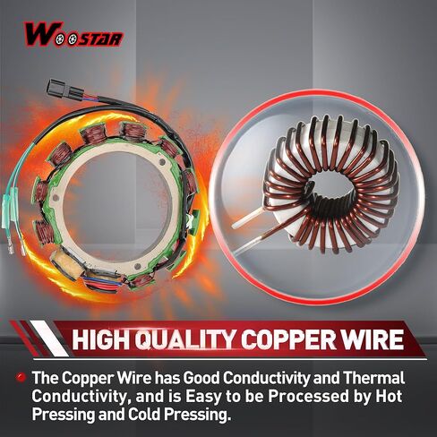 WOOSTAR 12 لفائف 5 سلك مغناطيسي للجزء الثابت لاستبدال 2 السكتة الدماغية 75HP 85HP 90HP Parsun محرك خارجي OEM 688-85510-00 688-85510-01 688-85510-11 in Kuwait