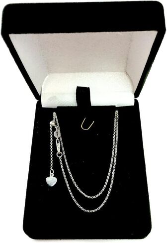 Jewelry Affairs 10k White Real Gold Adjustable Cable Link Chain Necklace, 0.9mm, 22" in Saudi Arabia