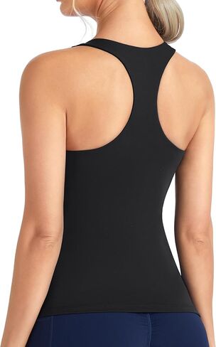 حمالة صدر رياضية لليوجا طويلة للنساء من THE GYM PEOPLE بظهر راسيرباك بقصة ضيقة بدون أكمام مبطنة للتمرين، حمالة صدر مدمجة in Saudi Arabia