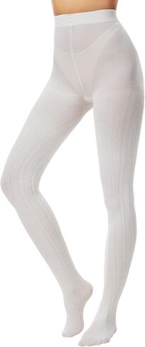 جوارب طويلة للنساء - سترة دافئة غير شفافة للخريف والشتاء، أسود/رمادي داكن/أبيض دافئ (S/M-L/XL) in Kuwait