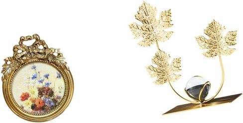 Fenteer Round Picture Frame Small Antique Vintage Golden Resin Photo Frame Figurine Statue Decorative Metal Flowers Leaf Sculpture Suitable for Gift Giving Ho in Saudi Arabia