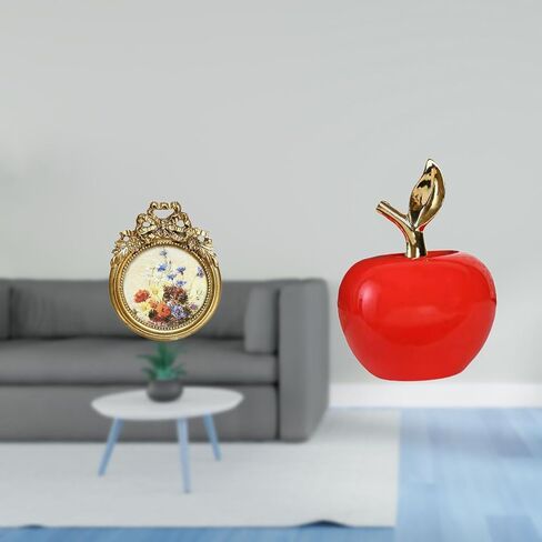 Fenteer Round Picture Frame Antique Resin Photo Frame Vintage Ornate Small Sculpture Decorative Figurine Handcrafted Craft Suitable for Wall Desktop Bedroom O in Saudi Arabia