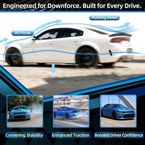 سبويلر خلفي متوافق مع دودج تشارجر 2011-2023 GT SRT SXT SE R/T Scat Pack Daytona Pursuit Hellcat Models سبويلر خلفي 5 أبواب خلفية الجذع سبويلر من ألياف الكربون in Kuwait