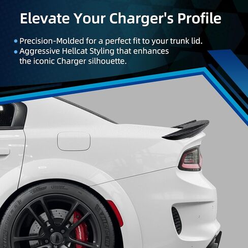 سبويلر خلفي متوافق مع دودج تشارجر 2011-2023 GT SRT SXT SE R/T Scat Pack Daytona Pursuit Hellcat Models سبويلر خلفي 5 أبواب خلفية الجذع سبويلر من ألياف الكربون in Kuwait