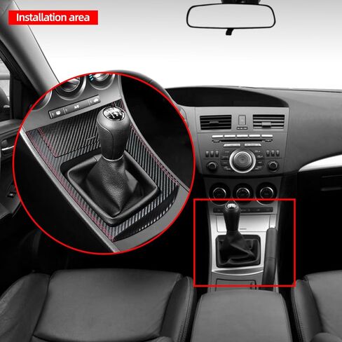 وحدة تحكم مركزية BETTERHUMZ لسيارة Mazda 3 Axela 2010 2011 2012 2013 Mazdaspeed 3 لسيارة Alcantara المصنوعة من جلد الكربون ولوحة ناقل الحركة ولوحة الكسوة والإكسسوارات الداخلية للديكور (النمط A، جلد الكربون) in Kuwait