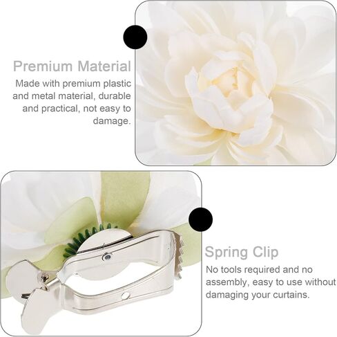 Sewroro 2Pcs Curtain Flower Buckles, Curtain Tiebacks Clips for Draperies Home Hotel Window Treatment Holdbacks Easy Clip-on Decorative Flower Design in Kuwait