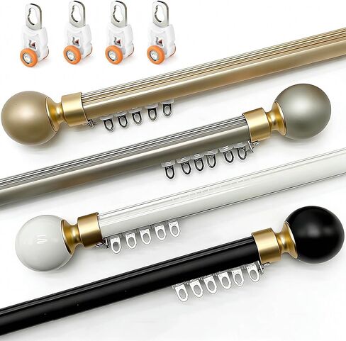 Single Roman Rail Silent Wall Mounted Track Curtain Track, 2.6ft 3.6ft 4.2ft 5.9ft 6.9ft Ceiling Mounted Curtain Rods Sliding Window Curtains Tracks for Home Privacy(Champagne,240cm/7.8ft) in Saudi Arabia