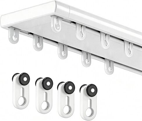 مسار ستارة صف مزدوج صامت 2.6 قدم 3.6 قدم 4.2 قدم 5.9 قدم 6.9 قدم مسار ستارة منزلق من الألومنيوم الثقيل للستائر ومقسم غرفة النوم وغرفة المعيشة (رمادي، 500 سم/16.4 قدم) in Kuwait