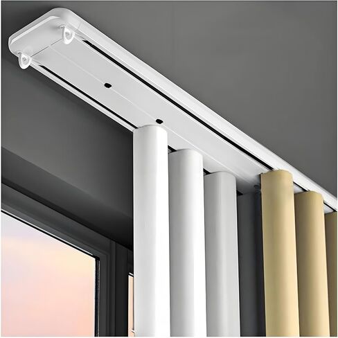 Heavy-Duty 16.1FT Double Row Ceiling Curtain Track System - Silent, Durable Room Divider Rails for Home & Office - Versatile White Curtain Solutions for Events & Spaces, 490CM in Saudi Arabia