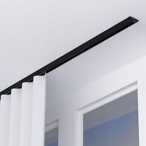 Ultra-Thin 12mm Aluminium Ceiling Curtain Track System, 29ft/8.8m Sliding Rod for Room Divider, Quiet Pulleys, Easy Install, Modern White Finish for Home Decor in Saudi Arabia