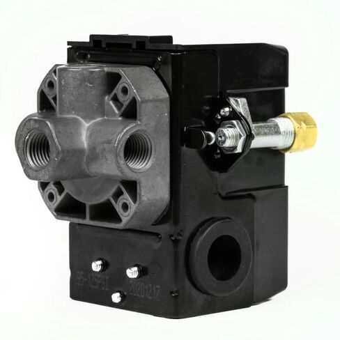 Four Port 95-125 PSI Universal Air Compressor Pressure Control Switch 1/4" NPT, Material: Plastic, Color: Black, Air Compressor Four Port Pressure Switch in Kuwait