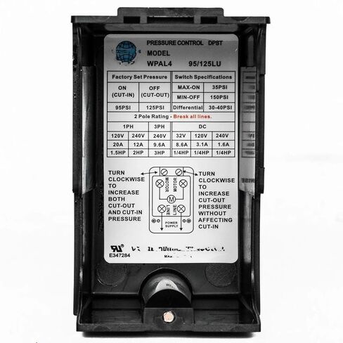 Four Port 95-125 PSI Universal Air Compressor Pressure Control Switch 1/4" NPT, Material: Plastic, Color: Black, Air Compressor Four Port Pressure Switch in Kuwait