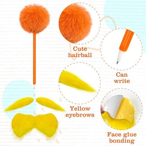 Hikkcos Orange and Yellowe Tutu Costume Yellow Mustache and Eyebrows Set Furry Character Costume Accessories for Book Character Accessory Set for Women Cosplay Halloween Party in Saudi Arabia