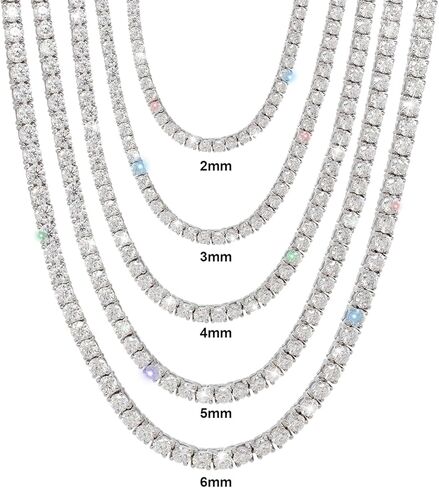 Gem's Beauty 4.59-112.00CT Moissanite Tennis necklaces Gifts 2-6.5mm D Color Round Cut Diamond Tennis necklace in Kuwait
