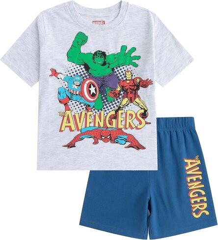 مجموعة تي شيرت وسروال قصير الأكمام للأولاد من Marvel Avengers Captain America Hulk Iron Man Spider-Man للأطفال الصغار والكبار in Saudi Arabia