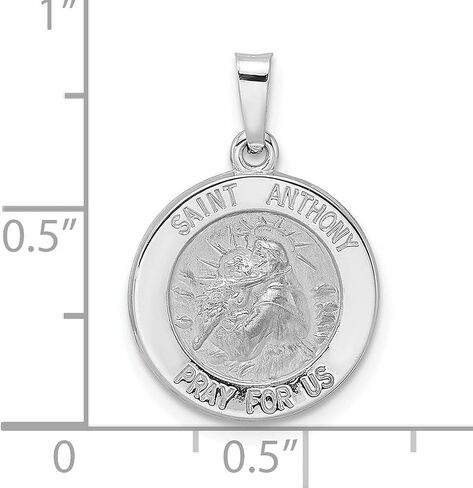 14k White Gold Saint Anthony Medallion Pendant for Men or Women Featuring Anthony Holding Christ and Inscribed Pray for Us Catholic Religious Medal Christian Necklace Faith Jewelry Devotional Charm in Saudi Arabia