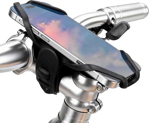 ROCKBROS Bike Cell Phone Mount for Stem 4-7 Inch, Scratch-Free Silicone Cycling Phone Holder (Black - Stem) in Saudi Arabia