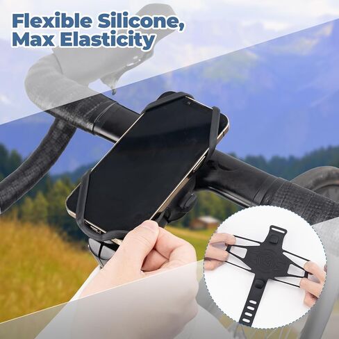 ROCKBROS Bike Cell Phone Mount for Stem 4-7 Inch, Scratch-Free Silicone Cycling Phone Holder (Black - Stem) in Saudi Arabia
