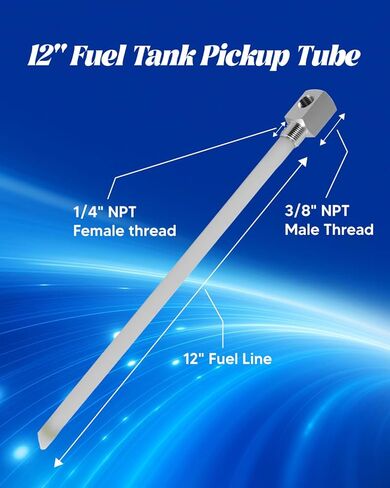 12" Fuel Tank Pickup Tube Kit Replace 7-0948, Length-Adjustable Rigid Polyethylene Fuel Tube with Brass Barb Connector and Check Valve in Saudi Arabia