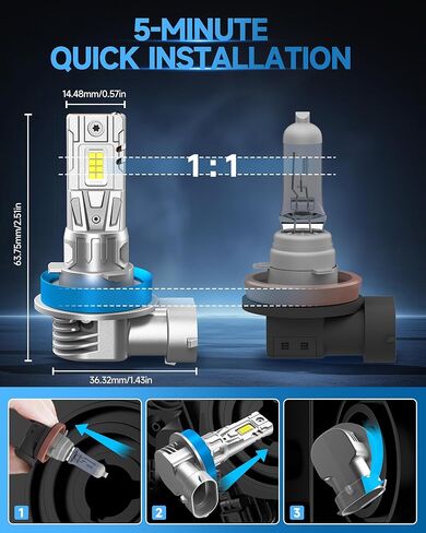 Fit for Nissan Altima 2007-2018 Fog Light Bulbs or DRL, 6000K Cool White 700% Brightness, Real 1:1 Size Plug and Play, Pack of 2 in Kuwait