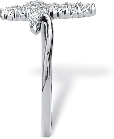 Platinum over Sterling Silver Genuine Diamond Accent Cross Ring in Saudi Arabia
