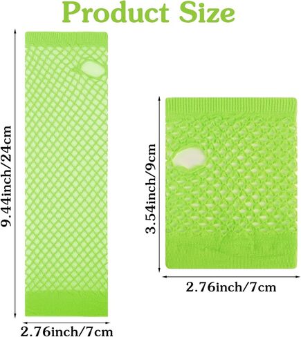 Xindojuz 2 Pairs Fishnet Gloves, Neon Green Stretchy Mesh Arm Sleeves Fingerless Gloves for Women 80s 90s Glow Party Halloween Theme Costume Cosplay Accessories (Fluorescent Green) in Saudi Arabia