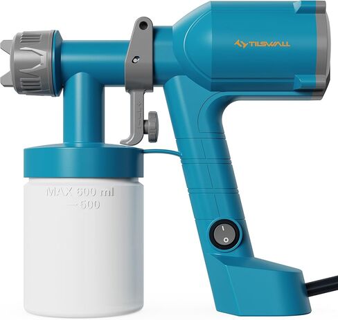 بخاخ طلاء tilswall، مسدس رش طلاء كهربائي خفيف للغاية مع فوهتين و3 أنماط سهلة التنظيف للأسوار والسقائف والجدران والأسقف والأثاث والخزائن والحديقة والأعمال اليدوية، أبيض in Kuwait