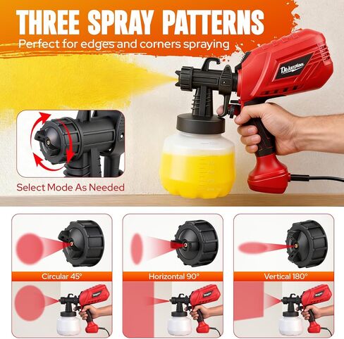 بخاخ طلاء كهربائي 750 واط، مسدس طلاء محمول مع 4 فوهات، 3 أنماط رش وتحكم في التدفق قابل للتعديل، مسدس رش HVLP لطلاء سياج خزانة أثاث المنزل in Kuwait