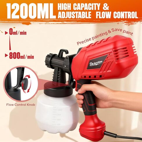 بخاخ طلاء كهربائي 750 واط، مسدس طلاء محمول مع 4 فوهات، 3 أنماط رش وتحكم في التدفق قابل للتعديل، مسدس رش HVLP لطلاء سياج خزانة أثاث المنزل in Kuwait