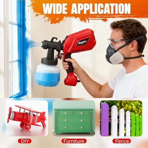 بخاخ طلاء كهربائي 750 واط، مسدس طلاء محمول مع 4 فوهات، 3 أنماط رش وتحكم في التدفق قابل للتعديل، مسدس رش HVLP لطلاء سياج خزانة أثاث المنزل in Kuwait