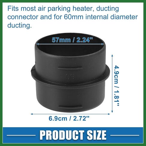 Motoforti سيارة مجاري الهواء موصل مستقيم مسخن الهواء القناة النجار موصل الأنابيب 2.36 ''60 مللي متر OD البلاستيك الأسود طويلة الأمد in Kuwait