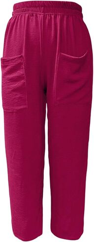Women's Wide Leg Palazzo Pants Elastic Waisted Casual Pant Lightweight Breathable Summer Beach Pants Trousers with Pockets in Saudi Arabia