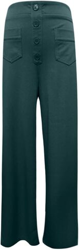 Women High Waisted Pants Elastic Waist Straight Leg Pant Loose Fit Stretch Casual Pant Soft Comfy Lounge Pants Work Business in Saudi Arabia