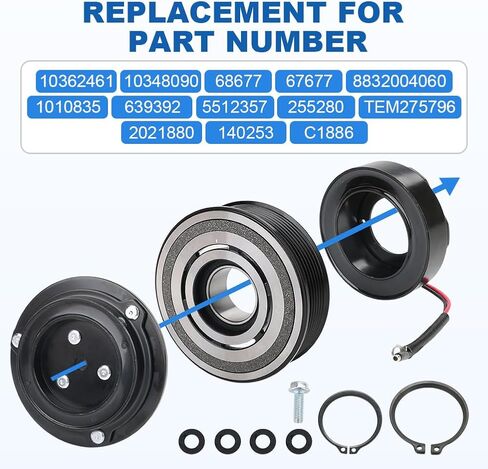 JDMON AC Compressor Clutch Assembly Repair Kit Compatible with Toyota Tacoma 2.7L 4.0L 2005 2006 2007 2008 2009 2010 2011 2012 2013 2014 2015 Replace 8832004060, 10348090, 10362461, 67677, 68677 in Saudi Arabia