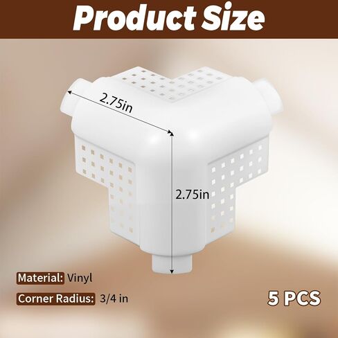 Chunful 5 Pcs Vinyl 3-Way Corner Cap 3 x 3 Inch Bullnose Pla-Cor Cap White Outside for Drywall Corners Siding Trim Framing Replacement for Corner Bead End in Saudi Arabia