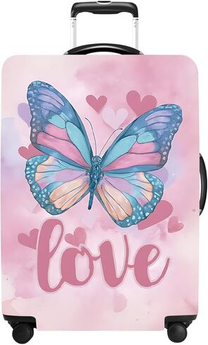 غطاء حقيبة الأمتعة قابل للغسل، غطاء حماية مناسب للأمتعة مقاس 20-34 بوصة، غطاء حقيبة سفر متين مع سحاب للإغلاق (فراشة-2، S(حقيبة سفر 20-22 بوصة)) in Kuwait