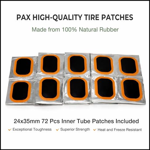 PAX 72 Pcs 24x35mm Oval Inner Tube Patch Kit, with 60ml Green Rubber Cement, Tube Patch Kit for Bike, Motorcycle & Inflatable Tires in Saudi Arabia