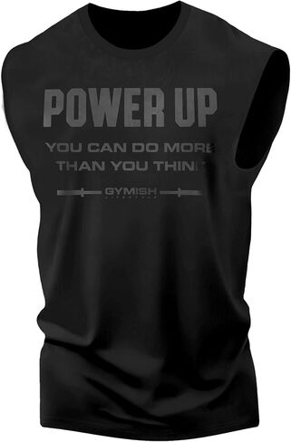 قميص للياقة البدنية من Gymish Lifestyle Power Up Graphic، قميص رياضي بدون أكمام لكمال الأجسام in Saudi Arabia