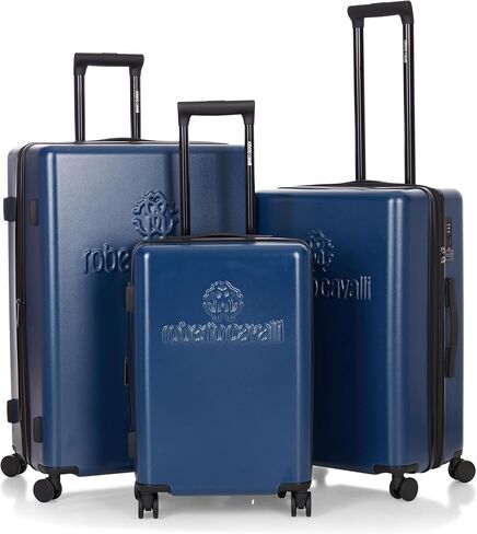 ROBERTO CAVALLI LOGO Luxury 3 Piece Luggage Set, Expandable Hard Shell Suitcases with 8 Spinner Wheels, Combination Lock Large Suitcase Set for Men and Women -Navy Blue in Kuwait