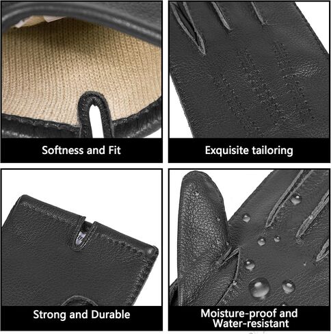 قفازات جلد الغزال للرجال والنساء - قفازات شتوية دافئة مع بطانة من الصوف الناعم، مثالية للاستخدام في الهواء الطلق in Kuwait