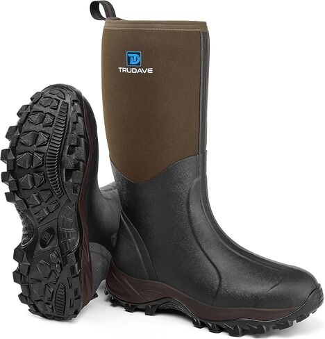 Trudave Rubber Boots for Men & Women, Waterproof Insulated Work Rain Boots, Anti-slip Outdoor Mud Boots for Working, Hunting, Fishing, Size 5-14 in Kuwait