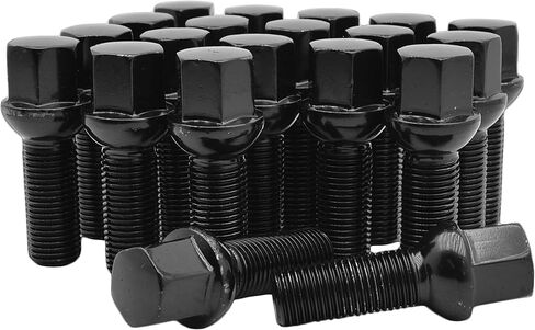 Venum wheel accessories 20Pc Black Powder Coated M14x1.5 Ball Seat Lug Bolts 33 mm Extended Shank Length Radius Works with Volkswagen Audi Mercedes Benz Porsche Vehicle W/Factory Wheels in Saudi Arabia
