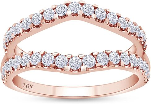 IGI Certified Lab Grown Diamond Curved Enhancer Guard Ring For Engagement (10K/14K Solid Gold) 1.20 Cttw Round Shape Wedding Bands for Women in Saudi Arabia