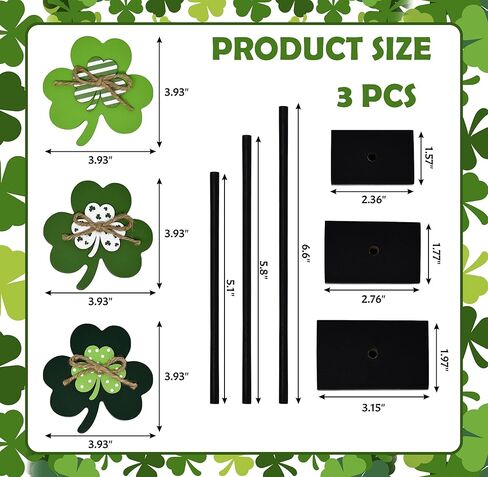 St. Patrick's Day Wooden Shamrock Standing Signs Set of 3 Lucky Irish Clover Cutouts Tabletop Centerpieces Decor for Home Tiered Tray Decorations in Saudi Arabia