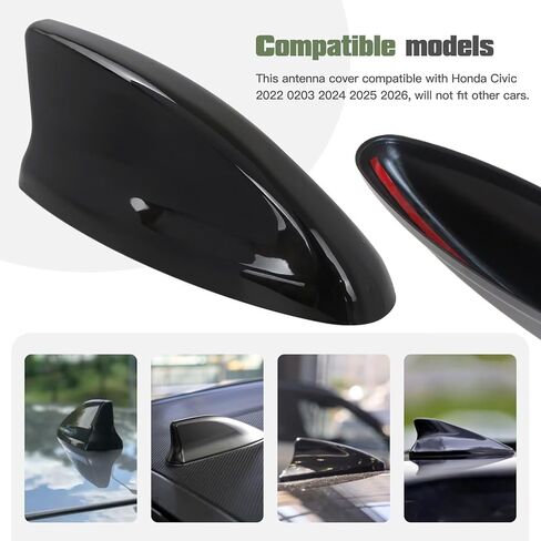 Homesweet for 11th Civic Accessories هوائي ممتاز للسيارة غطاء زعنفة القرش ديكور خارجي متوافق مع Honda Civic 2022 2023 2024 2025 2026 - أسود لامع in Saudi Arabia