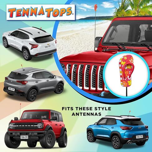 Beach Babe Flip Flop Sandal Car Decor Antenna Topper Cute Auto Accessory (Hawaiian Red) - Fits Thin Style Antenna in Saudi Arabia