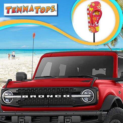 Beach Babe Flip Flop Sandal Car Decor Antenna Topper Cute Auto Accessory (Hawaiian Red) - Fits Thin Style Antenna in Saudi Arabia