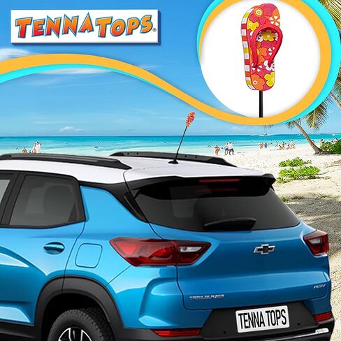 Beach Babe Flip Flop Sandal Car Decor Antenna Topper Cute Auto Accessory (Hawaiian Red) - Fits Thin Style Antenna in Saudi Arabia
