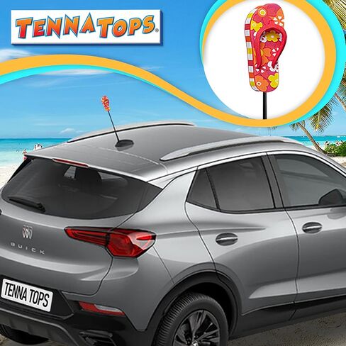Beach Babe Flip Flop Sandal Car Decor Antenna Topper Cute Auto Accessory (Hawaiian Red) - Fits Thin Style Antenna in Saudi Arabia