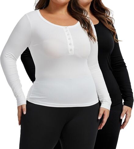 Women's Multi-Pack Knit Long Sleeve T-Shirt, Slim Fit Tops, Athletic & Casual in Saudi Arabia